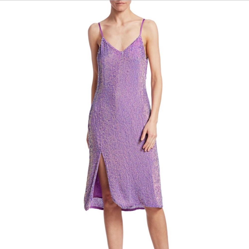 BNWT Retrofete Denisa Dress in Lavendar Metallic